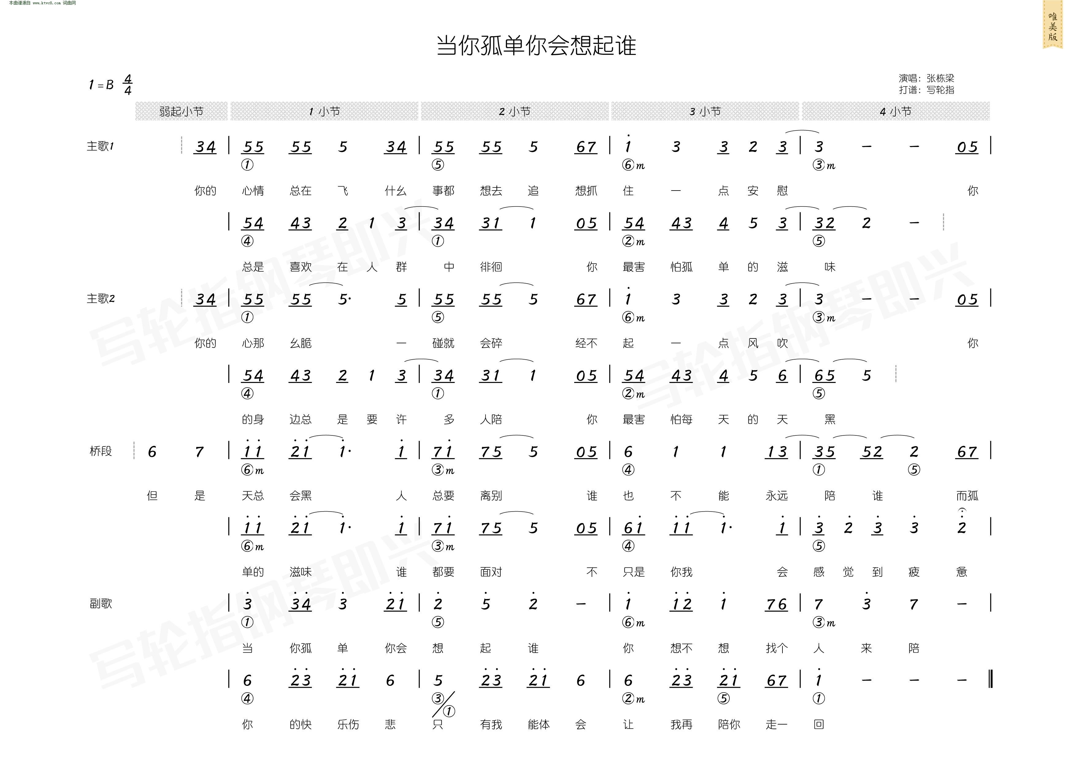 当你孤单你会想起谁吉他谱_张栋梁_C调弹唱72%单曲版 - 吉他世界