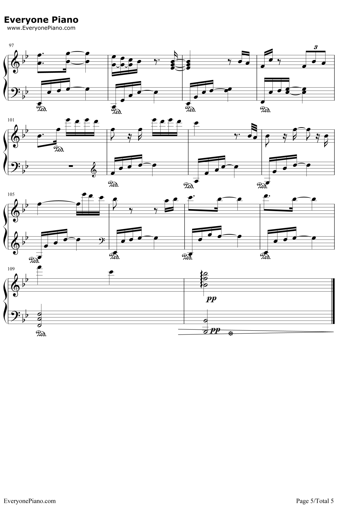 断点-完美版双手简谱预览2-钢琴谱文件（五线谱、双手简谱、数字谱、Midi、PDF）免费下载