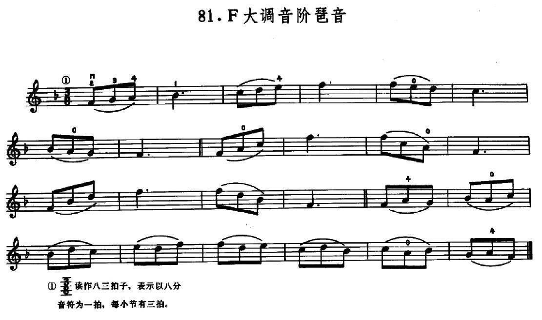 学琴之路练习曲81 F大调音阶琶音 歌谱 简谱