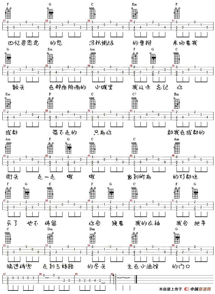 成都吉他谱简谱_成都吉他谱(3)