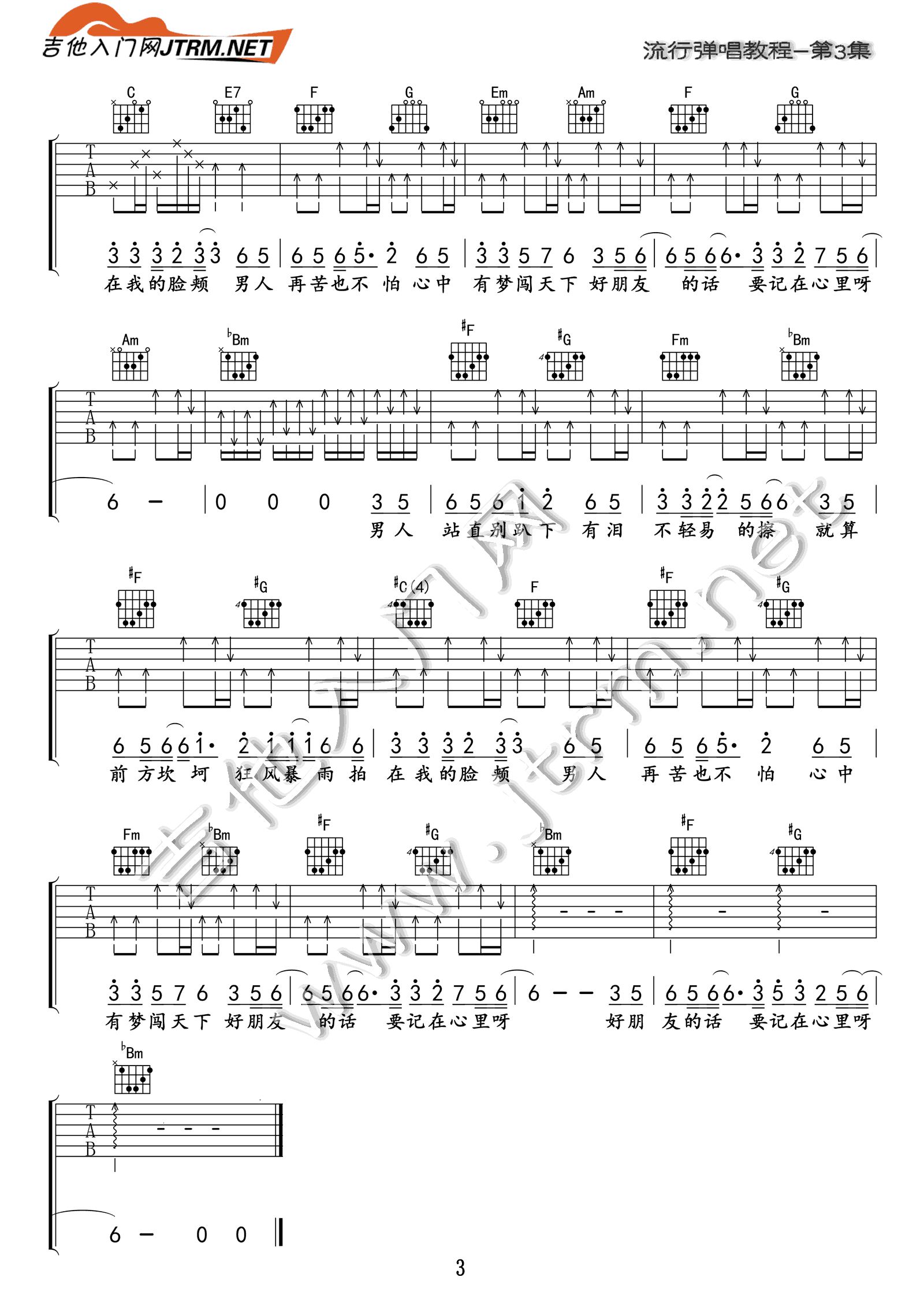 林俊杰的歌曲谱简谱吉他谱《不懂》C调初级 - 原调C调 - 吉他简谱