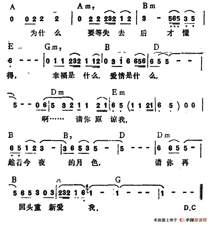 原谅我简谱_原谅我过去不懂简谱