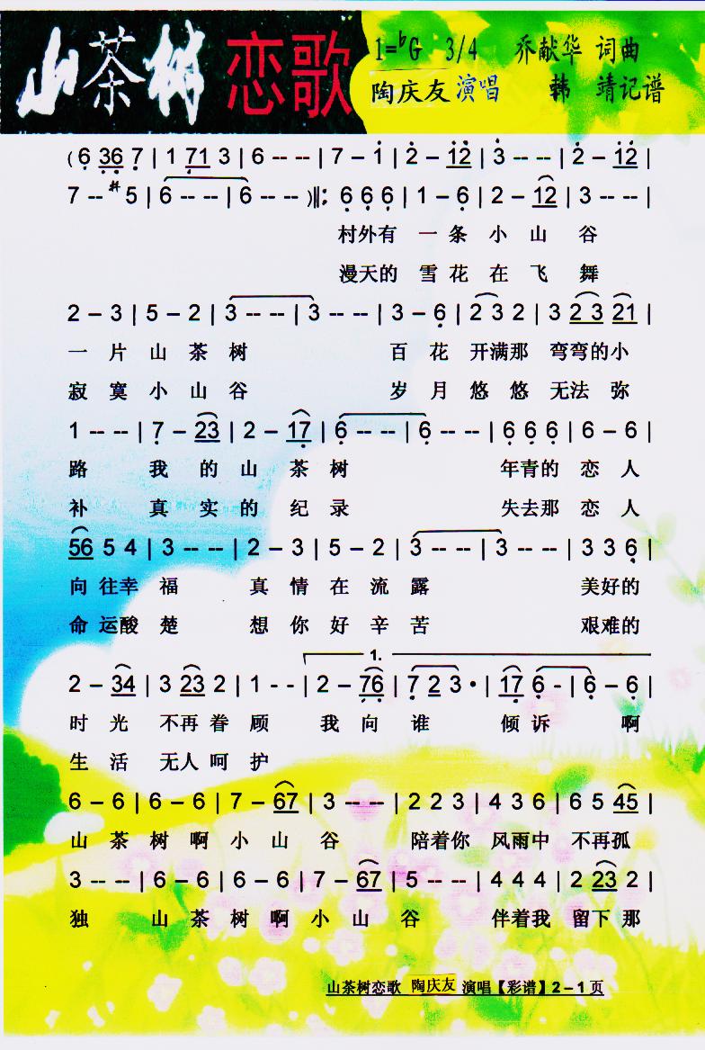 山茶树歌曲谱歌词_山茶树